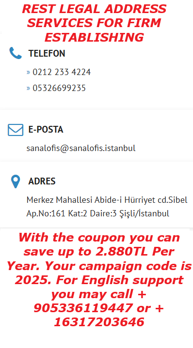 Kolayca Yasal Adres Sahibi Olun. Kampanya Kodunuz:2025